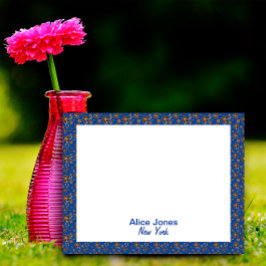 Donkerblauw patroon bruine natuurlijke bloem notitieblok