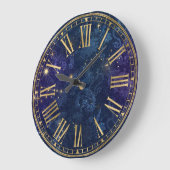 donkerblauw patroon en goudsparken grote klok (Hoek)