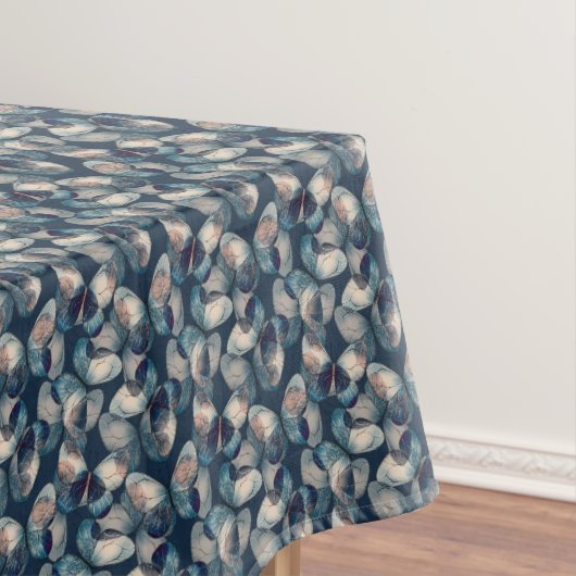 Donkerblauw patroon met vlinders tafelkleed (Voorbeeld)