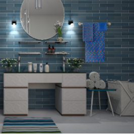 Donkerblauw Patroon mini wilde bloem Bad Handdoek