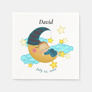 Donkerblauw Pet Baby op een maan Servet