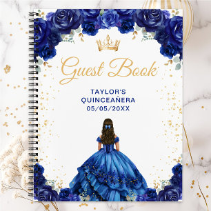 Donkerblauw prinses Quinceañera-gastenboek Notitieboek