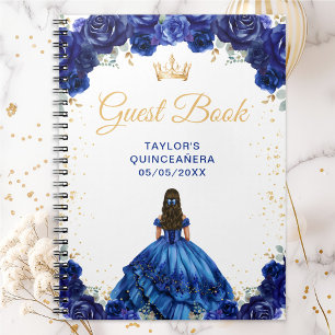 Donkerblauw prinses Quinceañera-gastenboek Notitieboek