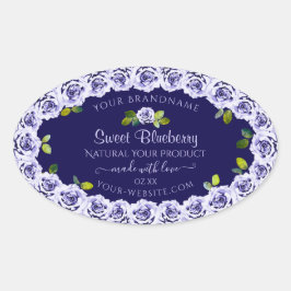 Donkerblauw productverpakkingslabels koelen Lijst  Ovale Sticker