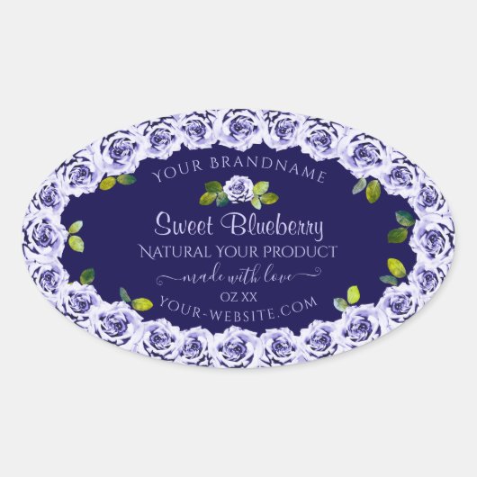 Donkerblauw productverpakkingslabels koelen Lijst  Ovale Sticker (Voorkant)