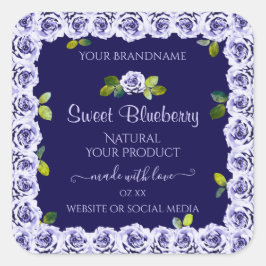 Donkerblauw productverpakkingslabels koelen Lijst  Vierkante Sticker