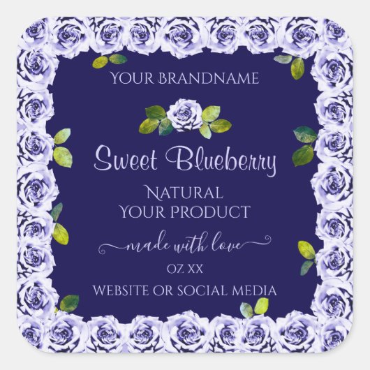 Donkerblauw productverpakkingslabels koelen Lijst  Vierkante Sticker (Voorkant)