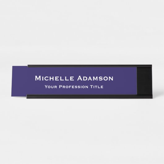 Donkerblauw Professional Plain Modern Bureau Naambordje (Voorkant)