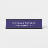 Donkerblauw Professional Plain Modern Bureau Naambordje (Voorkant)