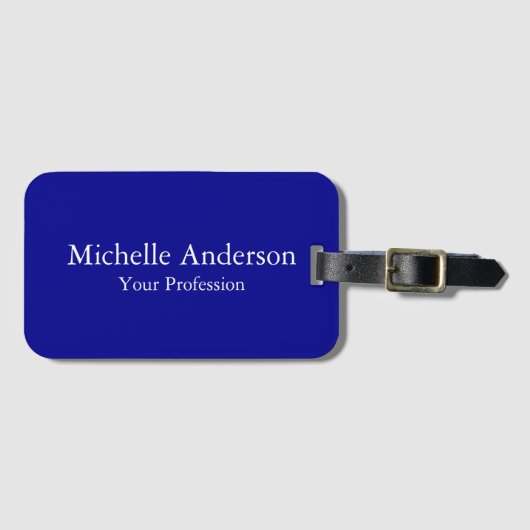 Donkerblauw Professioneel Minimalistisch Modern Pl Bagagelabel (Voorkant (horizontaal))