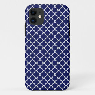 Donkerblauw Quatrefoil-patroon Case-Mate iPhone Case