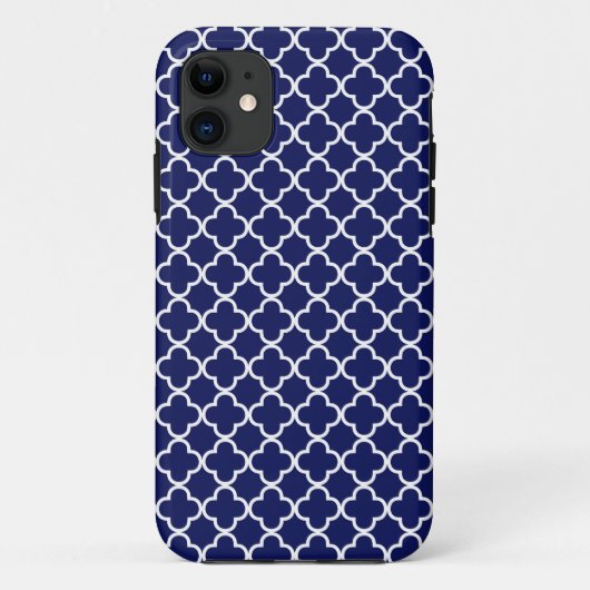 Donkerblauw Quatrefoil-patroon Case-Mate iPhone Case (Achterkant)