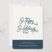 Donkerblauw Retro  Prettige feestdagen bedrijf Feestdagenkaart (Voorkant)