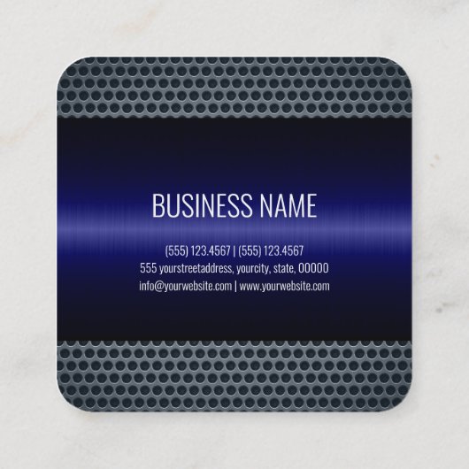 Donkerblauw Roestvrij staal Vierkante Visitekaartje (Achterkant)