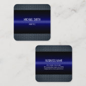 Donkerblauw Roestvrij staal Vierkante Visitekaartje (Voorkant / Achterkant)