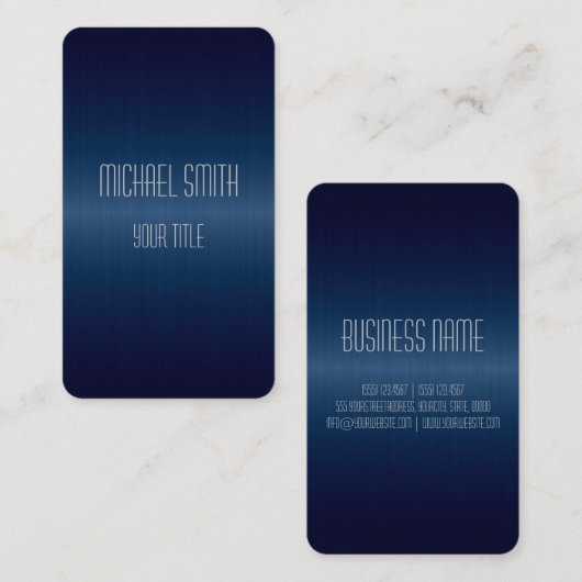 Donkerblauw Roestvrij staal Visitekaartje (Voorkant / Achterkant)