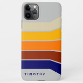 Donkerblauw rood Sinaasappel wit streepjespatroon  iPhone Hoesje (Achterkant)