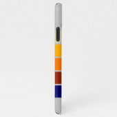 Donkerblauw rood Sinaasappel wit streepjespatroon  iPhone Hoesje (Rechterkant)