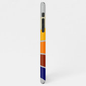 Donkerblauw rood Sinaasappel wit streepjespatroon  iPhone Hoesje (Linkerkant)