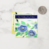 Donkerblauw Roos Bloemen Notitiekaartje (Voorkant / Achterkant in situ)