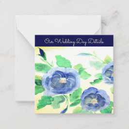 Donkerblauw Roos Bloemen Notitiekaartje