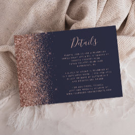 Donkerblauw Roos Gold Glitter Edge Weddenschap - G Informatiekaartje