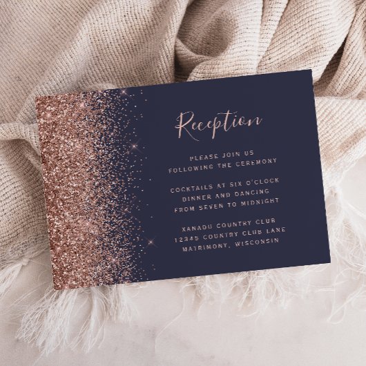 Donkerblauw Roos Gold Glitter Edge Weddenschappen Informatiekaartje