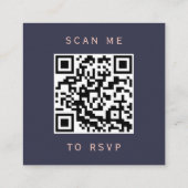 Donkerblauw Roos Gold Glitter Weddenschap QR-code Informatiekaartje (Achterkant)