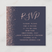 Donkerblauw Roos Gold Glitter Weddenschap QR-code Informatiekaartje (Voorkant)