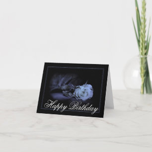 Donkerblauw Roos Gothic Happy Birthday Kaart