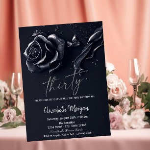 Donkerblauw Roos Gotisch 30e Verjaardag Kaart