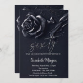 Donkerblauw Roos Gotisch 60e Verjaardag Kaart (Voorkant / Achterkant)