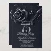 Donkerblauw Roos Gotisch 75e Verjaardag Kaart (Voorkant / Achterkant)