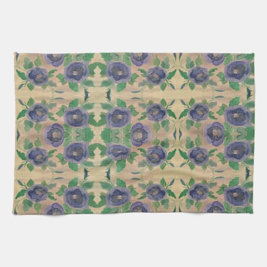 Donkerblauw Roos Theedoek (Horizontaal)