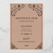 Donkerblauw Royalty-bruiloft Folie Uitnodiging (Achterkant)