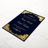 Donkerblauw Royalty-bruiloft Folie Uitnodiging (Gedraaid)