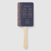 Donkerblauw Roze Goud Glitter Rand Trouwprogramma Handwaaier (Achterkant)