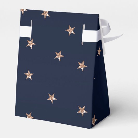 Donkerblauw & Roze Goud Roze Glitterende Sterren S Bedankdoosjes (Achterkant)