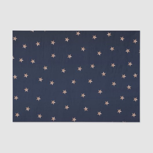 Donkerblauw & Roze Goud Roze Glitterige Sterren St Tissuepapier (Voorkant)