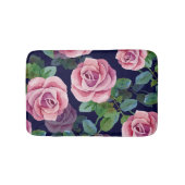 Donkerblauw, roze rozen Waterverf. Badmat (Voorkant)