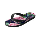 Donkerblauw, roze rozen Waterverf. Kinder Teenslippers (Schuin)