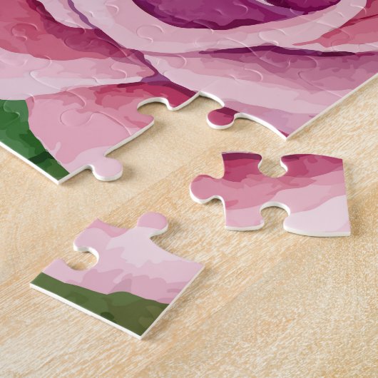 Donkerblauw, roze rozen Waterverf. Legpuzzel (Zijkant)