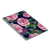 Donkerblauw, roze rozen Waterverf. Notitieboek (Rechterzijde)