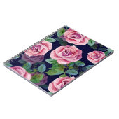 Donkerblauw, roze rozen Waterverf. Notitieboek (Linkerzijde)
