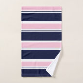 Donkerblauw & Roze Strepen Bad Handdoek (Handdoek)