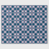 Donkerblauw roze tartan Play Gingham Pattern Cadeaupapier (Vlak)
