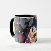 Donkerblauw & Roze Waterverf Bloemendesign Chic Mok (Voorkant links)