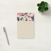 Donkerblauw & Roze Waterverf Bloemendesign Chic Post-it® Notes (Kantoor)