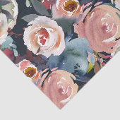 Donkerblauw & Roze Waterverf Bloemendesign Chic Tissuepapier (Detail)