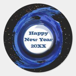 Donkerblauw 's nachts, gelukkig nieuwjaar 20xx ronde sticker